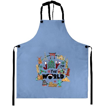 Discover Epcot Christmas Aprons, Joy to the World, Disney Christmas