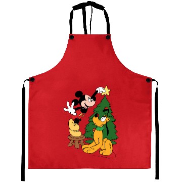 Discover Mickey Mouse And Pluto Christmas Tree Aprons,Christmas Disney Aprons,Pluto Aprons,Mickey Mouse Aprons