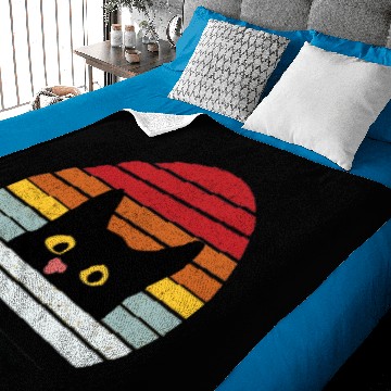 Discover Retro Black Cat Sunset Baby Blankets