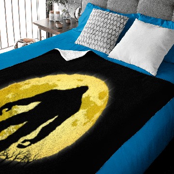 Discover Scary Cryptid ghosts Forest a yellow Full Moon with Bigfoot Baby Blankets