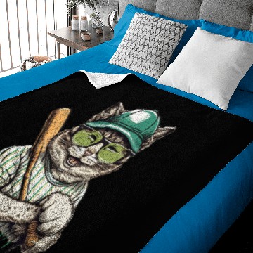 Discover Cat Paws vintages Cat Playing Baseball Baseball Bat Kitties Lover Baby Blankets