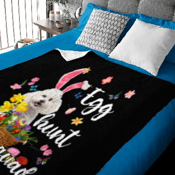 Discover Dog Bichon Frise Happy Easter Day Easter Colorful Egg Hunt Baby Blankets