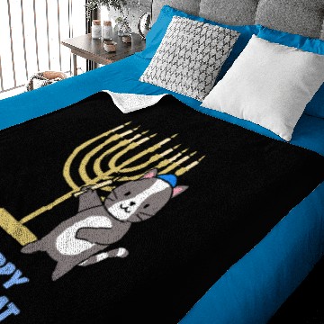Discover black cats Paws Happy Hanukcat black cats Meowzel Tov Menorah Funny Hanukkah Baby Blankets