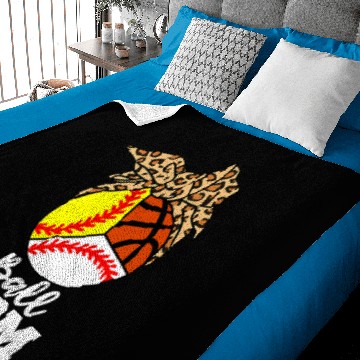 Discover Baseball Gift Softball Ball Mom Funny Baseball Softball Basketball Leopard Mom Baby Blankets
