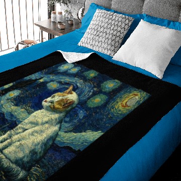 Discover Cat Paws Cool Starry Night Cat Moon Retro Van Gogh Cat Cat Mom Art1 Baby Blankets