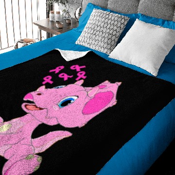 Discover Dinosaur Dino Breast Cancer Triceratops Dinosaur Ribbon Boy Baby Blankets