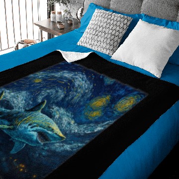Discover Ocean Shark Surrealism Starry Night Tiger Shark Baby Blankets