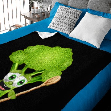 Discover Funny comic broccoli roses with cooking spoon Baby Blankets