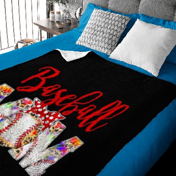 Discover Baseball Gift Softball Mom Baseball Mom Life Game Day Leopard Mothers Day Baby Blankets