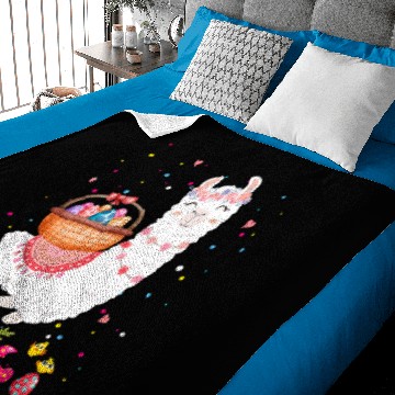 Discover Lama Llama happy easter bunny llama bringing easter egg basket s 10 Baby Blankets