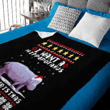 Discover Hippo Gift I Want A Hippopotamus For Christmas Hippo Ugly Sweater 199 Baby Blankets