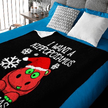 Discover Hippo Gift I Want A Hippopotamus For Christmas xmass Pajama Costume 28 Baby Blankets