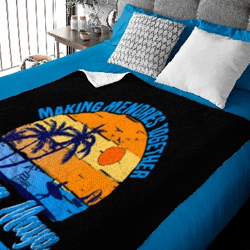 Discover Retro Riviera Maya Mexico Palm Tree Beach Summer Vacation Baby Blankets