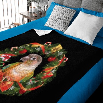 Discover Green Cheek Conure Parrot Christmas Wreath Pullover Baby Blankets