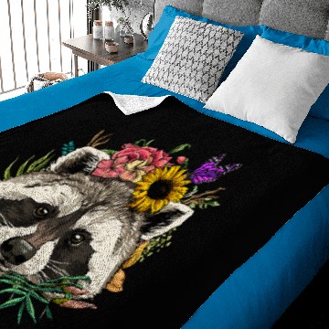 Discover Floral Raccoon Spring Nature Baby Blankets