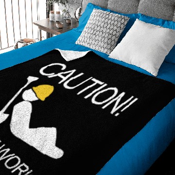 Discover Caution Men At Work Baby Blankets