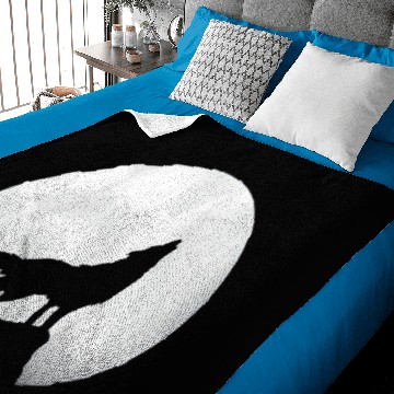 Discover Wolf Howling Moon Light Lone Wolf Baby Blankets