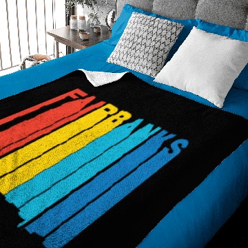 Discover Retro 1970's Style Fairbanks Alaska Skyline Baby Blankets
