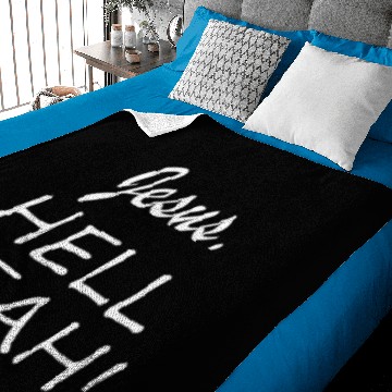 Discover Jesus HELL Yeah White Font Baby Blankets