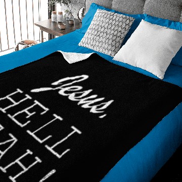 Discover Jesus HELL Yeah White Courier Font Baby Blankets