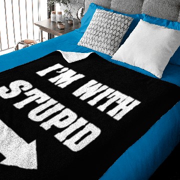 Discover I'm with stupid Funny Baby Blankets