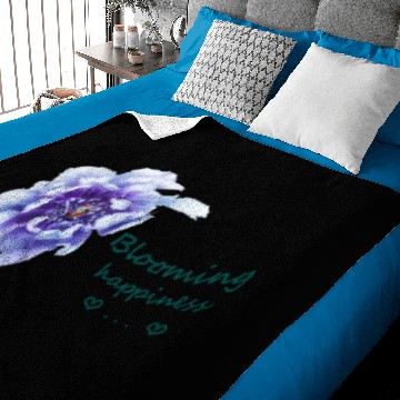 Discover Blue peony flower with text Baby Blankets