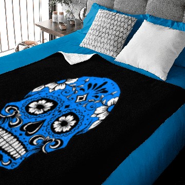 Discover Decorative skull, black, light blue Baby Blankets