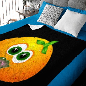 Discover Orange Fruit Fun Face Baby Blankets