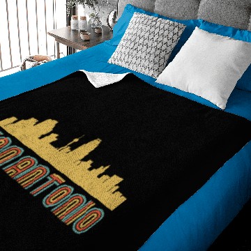 Discover Vintage Style San Antonio Texas Skyline Baby Blankets