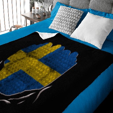 Discover Funny Sweden Flag Ripped Abs Muscles Baby Blankets