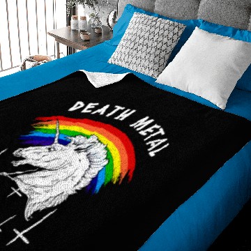 Discover Death Metal Rainbow Unicorn Baby Blankets