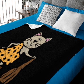 Discover Cat Stone Age Caveman Baby Blankets