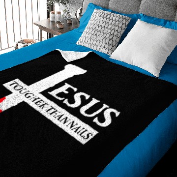 Discover Logo - jesus is tougher than nails easter Baby Blankets