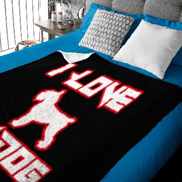 Discover I Love My Dog Text Red Baby Blankets