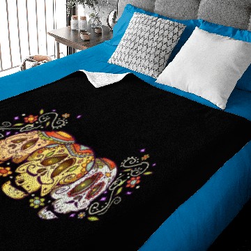 Discover Cool Sugar Skull - Three Decorated - Gravestone Baby Blankets