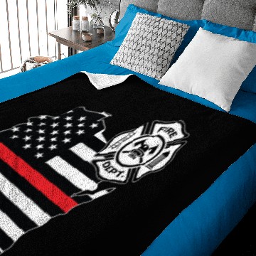 Discover Wisconsin Firefighter Shield Thin Red Line Flag Baby Blankets
