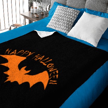 Discover Happy Halloween bat orange Baby Blankets