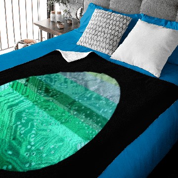 Discover circuit board glitch circle green Baby Blankets