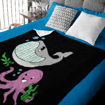 Discover whale octopus happy swim gift idea Baby Blankets