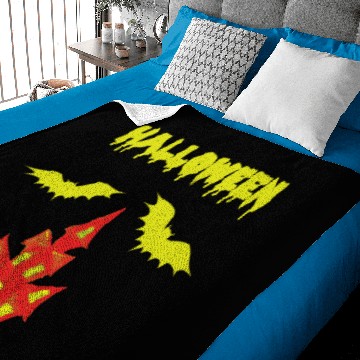 Discover Halloween scary castle bat yellow red Baby Blankets