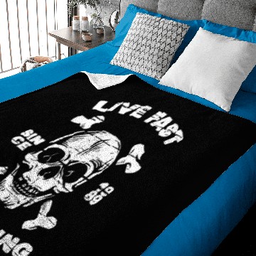 Discover Live Fast Die Young Skull and Crossbones Baby Blankets