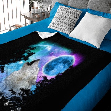 Discover Grey Wolf MidNight Howling Forest Baby Blankets