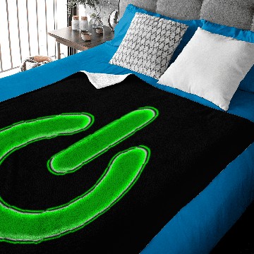 Discover Computer Power Button Lime Green Simulated Glow Baby Blankets