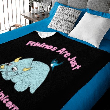 Discover Rhinos Are Just Chubby Unicorns Baby Blankets