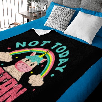 Discover Not Today Satan Funny Christian Rainbow Unicorn Baby Blankets