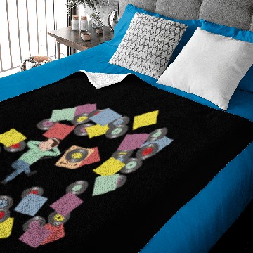 Discover Records Vinyl Record Player Baby Blankets