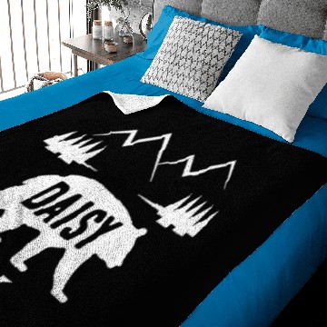 Discover Daisy Name Bear Forest Mountain Silhouette Baby Blankets