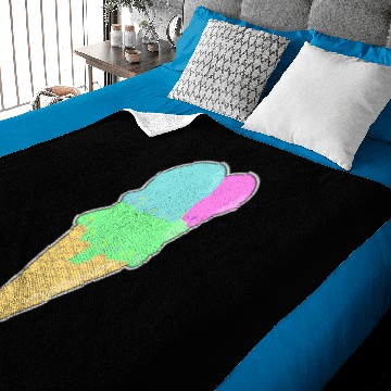 Discover Waffle ice cream three scoops gift idea summer Baby Blankets