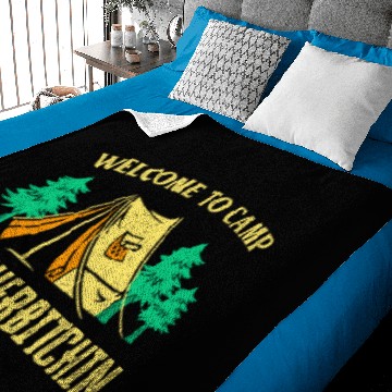 Discover Camp Quitcherbichin - Funny Camper Graphic For Baby Blankets