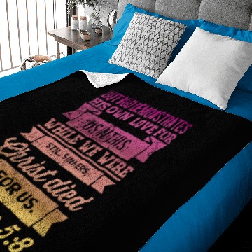 Discover Romans 5:8 Bible verse design Baby Blankets